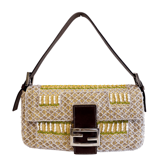 FENDI Baguette Pink Beaded Yellow / Green Shoulder Bag, in , Sold by HIVE PRELOVED - Shoulder Bags, ,