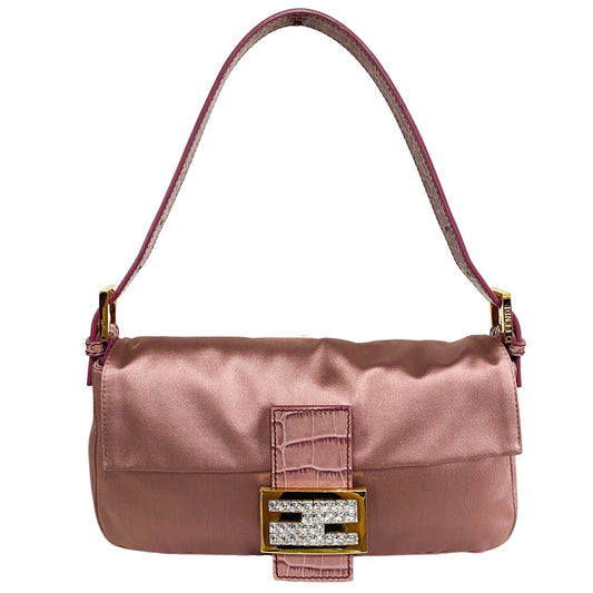 FENDI Baguette Pink Satin with Rhinestone Hardware, in , Sold by HIVE PRELOVED - Shoulder Bags, ,