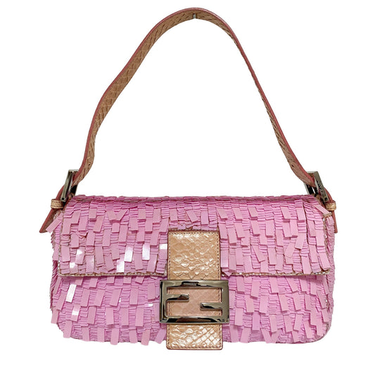 FENDI Baguette Pink Sequin / Python Belt Shoulder Bag, in , Sold by HIVE PRELOVED - Shoulder Bags, ,