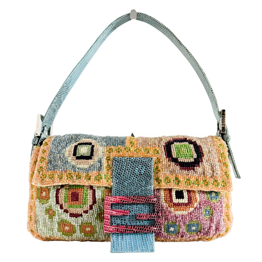 FENDI Baguette Rare Collector's Piece Fully Beaded / Embroidered Multicolour Shoulder Bag Lizard Buckle, in , Sold by HIVE PRELOVED - Shoulder Bags, ,