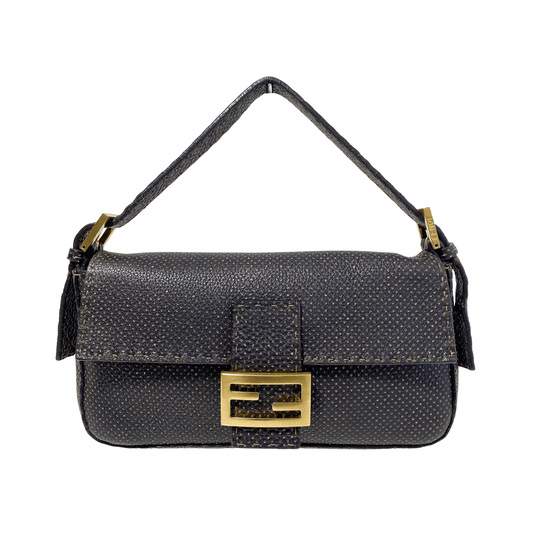 FENDI Baguette Selleria Brown / Gold Punching Leather Shoulder Bag, in , Sold by HIVE PRELOVED - Shoulder Bags, ,