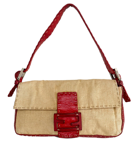 FENDI Baguette Selleria Red Hemp / Leather Shoulder Bag, in , Sold by HIVE PRELOVED - Shoulder Bags, ,