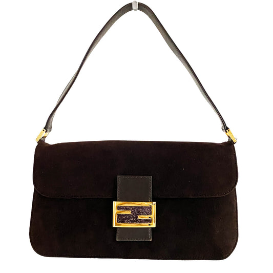 FENDI Baguette Suede Brown / Purple FF Hardware, in , Sold by HIVE PRELOVED - Shoulder Bags, ,