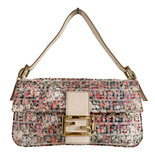 FENDI Baguette Transparent Sequin Covered Floral Zucchino Canvas Shoulder Bag, in , Sold by HIVE PRELOVED - Shoulder Bags, ,