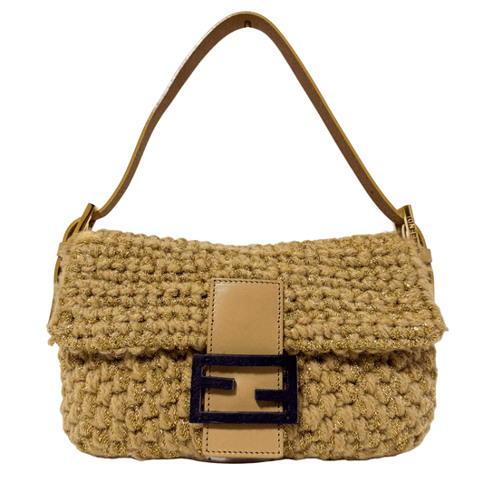 FENDI Baguette Wool Gold Shoulder Bag, in , Sold by HIVE PRELOVED - Shoulder Bags, ,