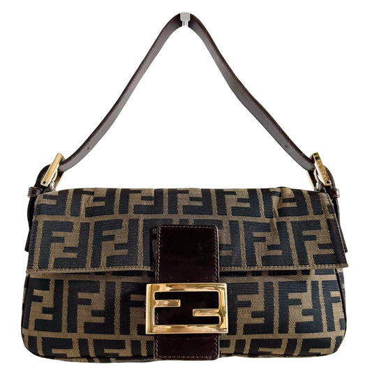 FENDI Baguette Zucca Brown / Gold Hardware Shoulder Bag, in , Sold by HIVE PRELOVED - Shoulder Bags, ,