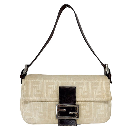 FENDI Baguette Zucca Cotton Canvas Cream Shoulder Bag, in , Sold by HIVE PRELOVED - Shoulder Bags, ,