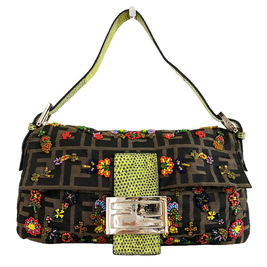 FENDI Baguette Zucca Floral Beaded Shoulder Bag, in , Sold by HIVE PRELOVED - Shoulder Bags, ,