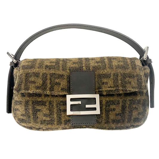 FENDI Baguette Zucca Wool Brown Shoulder Bag, in , Sold by HIVE PRELOVED - Shoulder Bags, ,