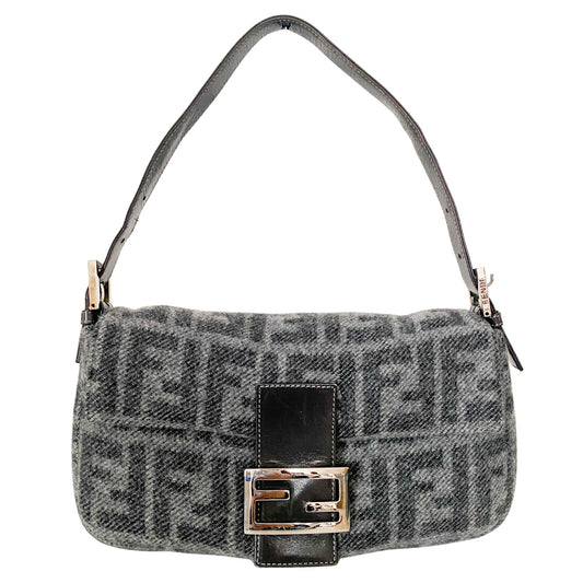 FENDI Baguette Zucca Wool Grey Shoulder Bag, in , Sold by HIVE PRELOVED - Shoulder Bags, ,