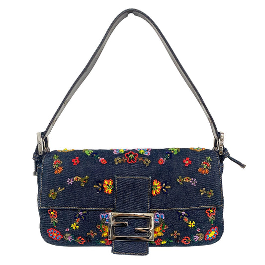 FENDI Bead Embroidered Denim Baguette, in , Sold by HIVE PRELOVED - Shoulder Bags, ,