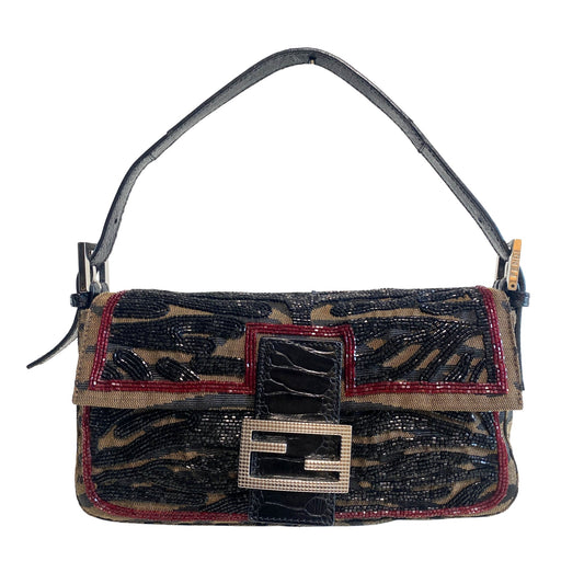 FENDI Beaded Baguette Tiger Black Zebra Pattern Shoulder Bag, in , Sold by HIVE PRELOVED - Shoulder Bags, ,