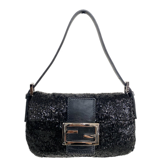 FENDI Beaded Black Baguette Mini Shoulder Bag, in , Sold by HIVE PRELOVED - Shoulder Bags, ,