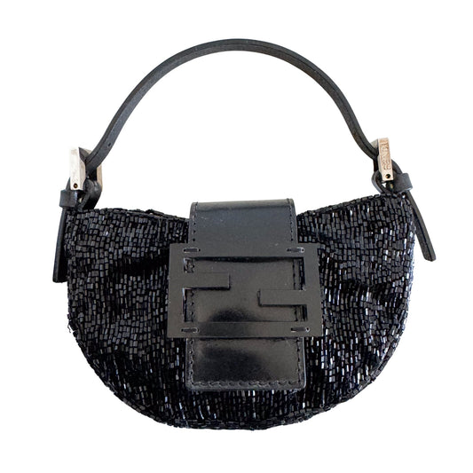 FENDI Black Beaded Vintage Mini Croissant Bag, in , Sold by HIVE PRELOVED - Handle Bags, Mini bags,