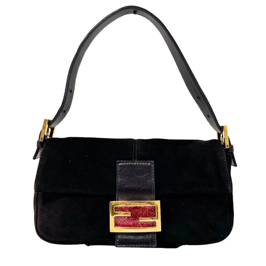 FENDI Black Suede Baguette Gold Hardware Shoulder Bag, in , Sold by HIVE PRELOVED - Shoulder Bags, ,