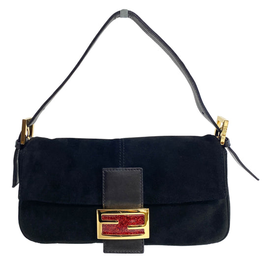 FENDI Black Suede Baguette Gold Hardware Shoulder Bag, in , Sold by HIVE PRELOVED - Shoulder Bags, ,