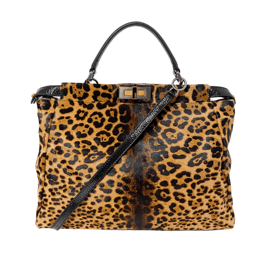 FENDI Brown Leopard - Print Calf Hair Large Peekaboo Bag, in , Sold by HIVE PRELOVED - Handle Bags, Shoulder Bags,