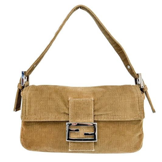 FENDI Corduroy Baguette Brown Shoulder Bag, in , Sold by HIVE PRELOVED - Shoulder Bags, ,