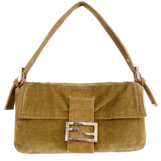 FENDI Corduroy Baguette Shoulder Bag, in , Sold by HIVE PRELOVED - Shoulder Bags, ,