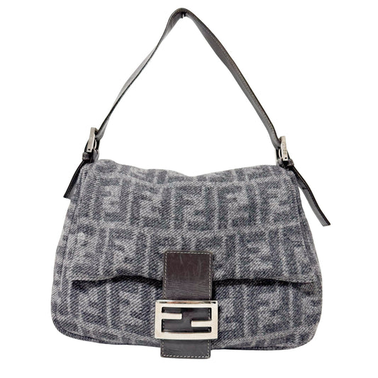 FENDI Grey Wool Mamma Baguette Shoulder Bag, in , Sold by HIVE PRELOVED - Shoulder Bags, ,