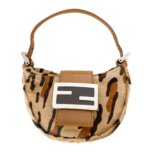 FENDI Leopard Pony Hair Calf Skin Mini Croissant Hand Bag, in , Sold by HIVE PRELOVED - Shoulder Bags, ,