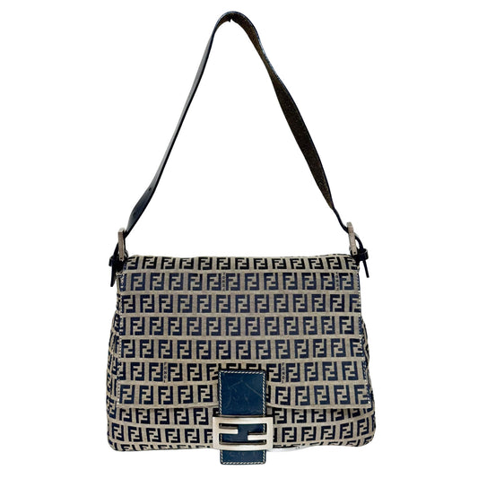 FENDI Mamma Baguette Navy Zucca Canvas Shoulder Bag, in , Sold by HIVE PRELOVED - Shoulder Bags, ,