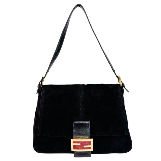 FENDI Mamma Baguette Suede Black / Red Glitter Hardware, in , Sold by HIVE PRELOVED - Shoulder Bags, ,