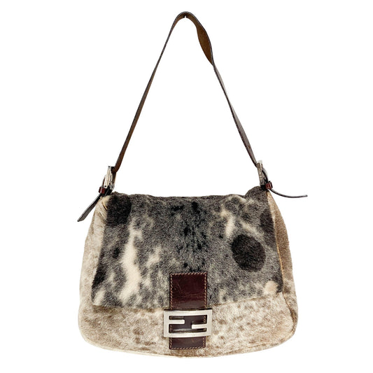 FENDI Mamma Baguette White / Brown / Black Fur Shoulder Bag, in , Sold by HIVE PRELOVED - Shoulder Bags, ,