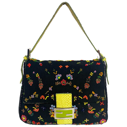 FENDI Mamma Baguette Zucca Floral Beaded Shoulder Bag, in , Sold by HIVE PRELOVED - Shoulder Bags, ,