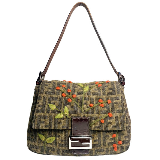 FENDI Mamma Baguette Zucca Wool Embroidered, in , Sold by HIVE PRELOVED - Shoulder Bags, ,