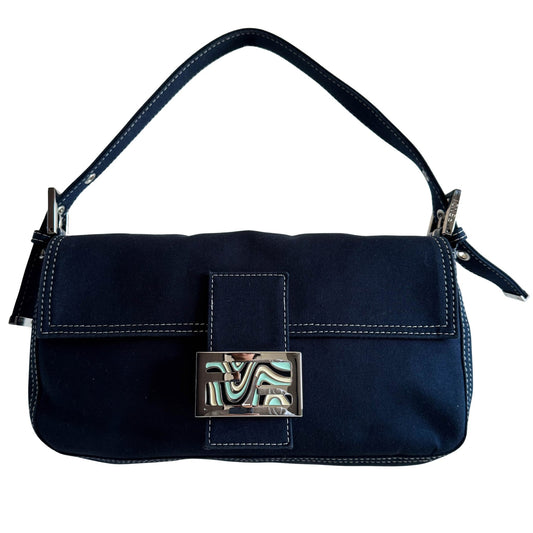 FENDI Navy Denim Canvas Baguette Shoulder Bag, in , Sold by HIVE PRELOVED - Shoulder Bags, ,