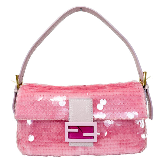 FENDI Rare Baguette 1997 Pink Sequin Embellished Satin Shoulder Bag, in , Sold by HIVE PRELOVED - Shoulder Bags, ,