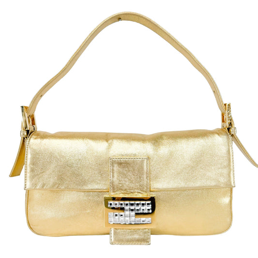 FENDI Rare Gold Leather Baguette Shoulder Bag, in , Sold by HIVE PRELOVED - Shoulder Bags, ,