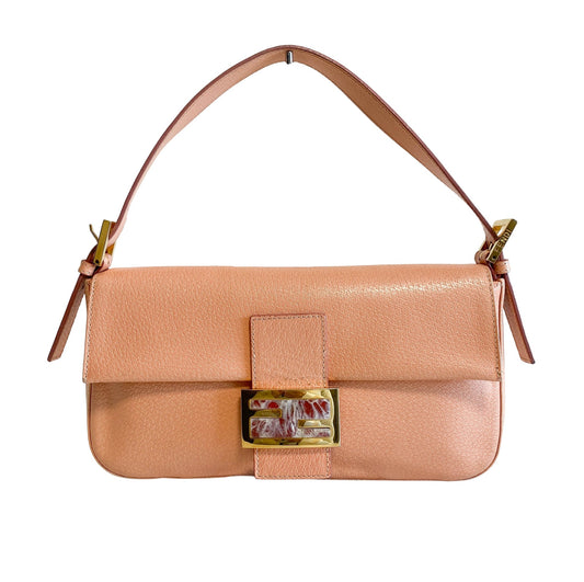 FENDI Salmon Pink Leather Baguette Shoulder Bag, in , Sold by HIVE PRELOVED - Shoulder Bags, ,