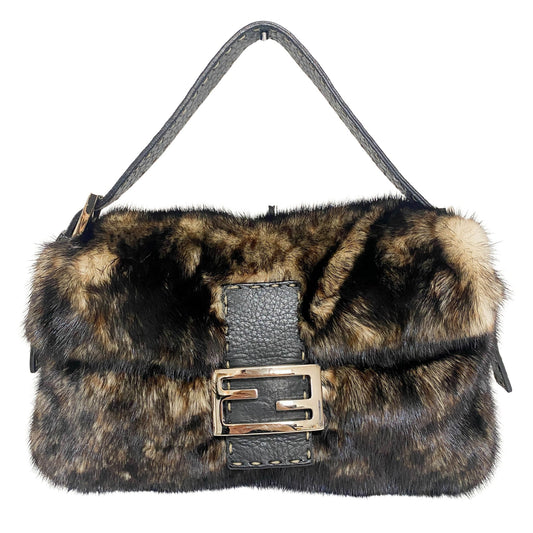 FENDI Selleria Baguette Black Fur Shoulder Bag, in , Sold by HIVE PRELOVED - Shoulder Bags, ,