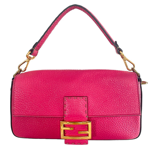 FENDI Selleria Mamma Baguette Hot Pink Leather Shoulder Bag, in , Sold by HIVE PRELOVED - Handle Bags, Shoulder Bags,