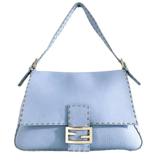 FENDI Selleria Mamma Baguette Sky Blue, Leather (unspecified) in Blue, Sold by HIVE PRELOVED - Shoulder Bags, ,