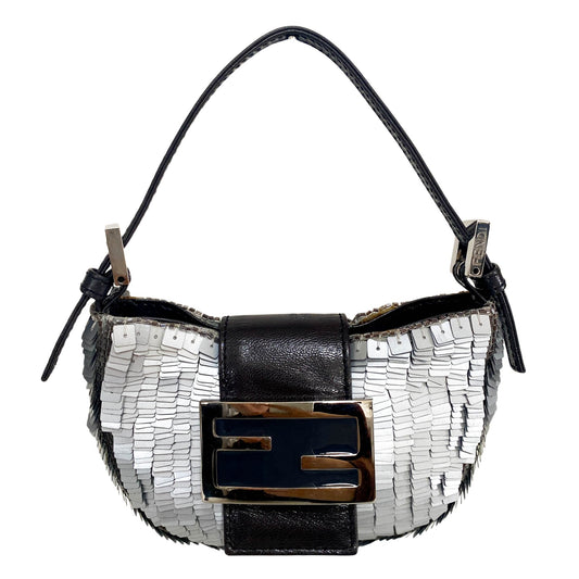 FENDI Silver Sequin Croissant Bag, in , Sold by HIVE PRELOVED - Handle Bags, Mini bags,