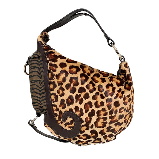 FENDI Tobacco Borsa Biga Media Hobo Bag in Leopard Print Calf Hair, in , Sold by HIVE PRELOVED - Shoulder Bags, ,