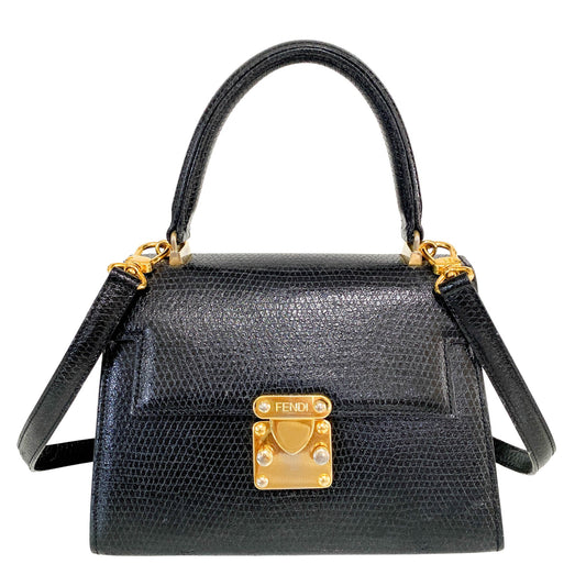 FENDI Vintage Top Handle Black Leather Handbag With Crossbody Strap, in , Sold by HIVE PRELOVED - Crossbody bags, Handle Bags