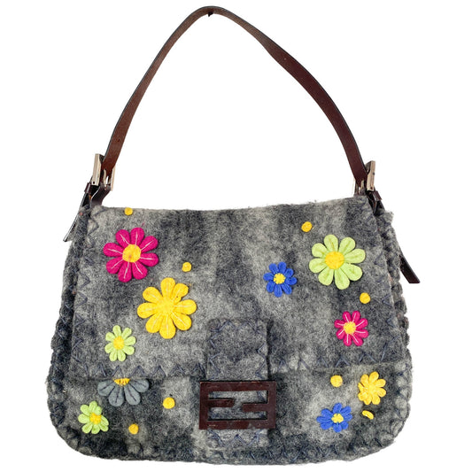 FENDI Wool Baguette with Embroidery Shoulder Bag, in , Sold by HIVE PRELOVED - Shoulder Bags, ,