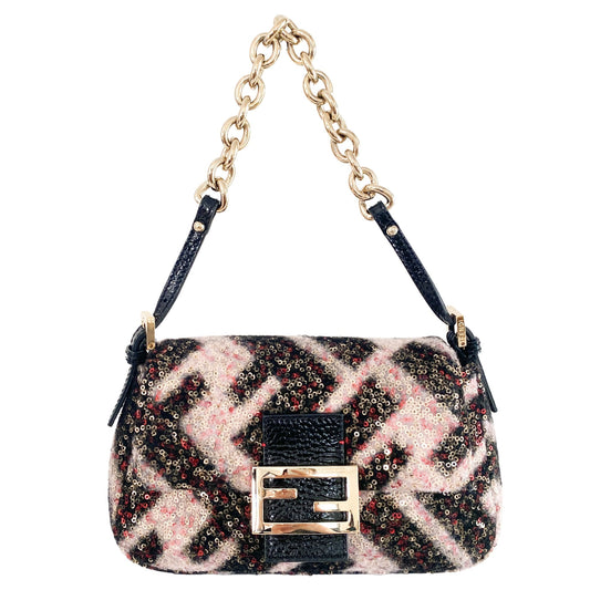 FENDI Wool Sequin Mini Mamma Baguette, in , Sold by HIVE PRELOVED - Shoulder Bags, ,