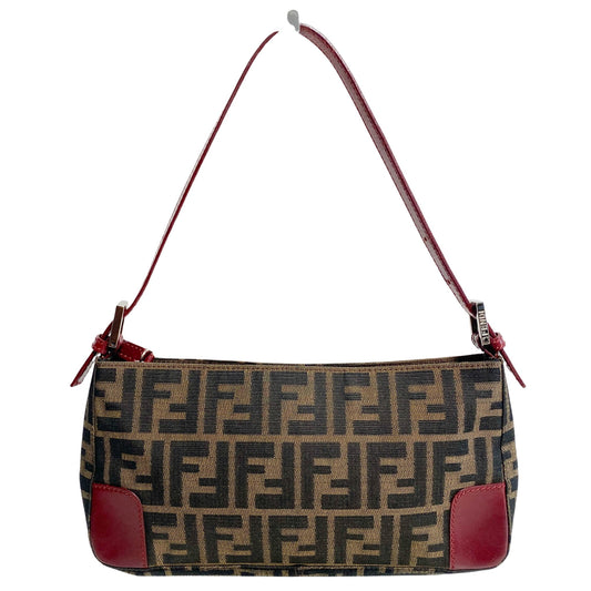 FENDI Zucca Brown Canvas / Burgundy Leather Shoulder Bag, in , Sold by HIVE PRELOVED - Shoulder Bags, ,