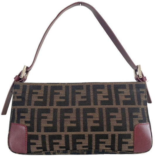 FENDI Zucca Canvas / Burgundy Leather Shoulder Bag, in , Sold by HIVE PRELOVED - Shoulder Bags, ,