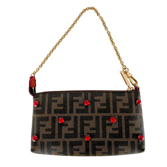 FENDI Zucca Chain Shoulder Red Rhinestone Brown Shoulder Bag, in , Sold by HIVE PRELOVED - Shoulder Bags, ,