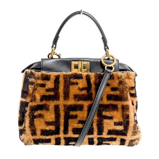 FENDI Zucca Fur Peekaboo Top Handle Bag, in , Sold by HIVE PRELOVED - Shoulder Bags, ,