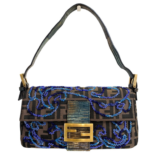 FENDI Zucca Lizard Beaded Baguette Bag, in , Sold by HIVE PRELOVED - Shoulder Bags, ,