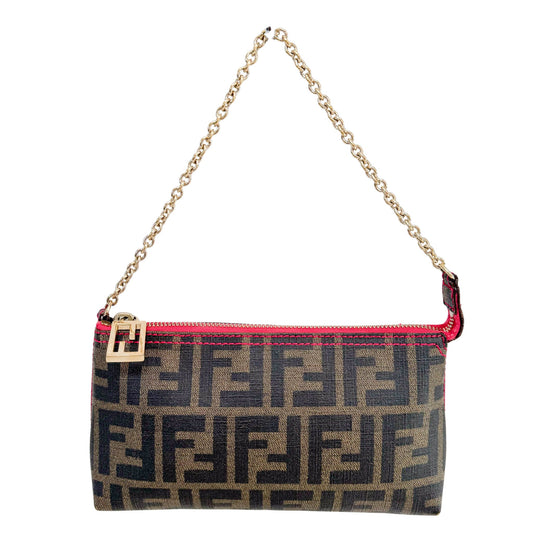 FENDI Zucca Pink Stitching Mini Chain Pouch Bag, in , Sold by HIVE PRELOVED - Handle Bags, Mini bags,