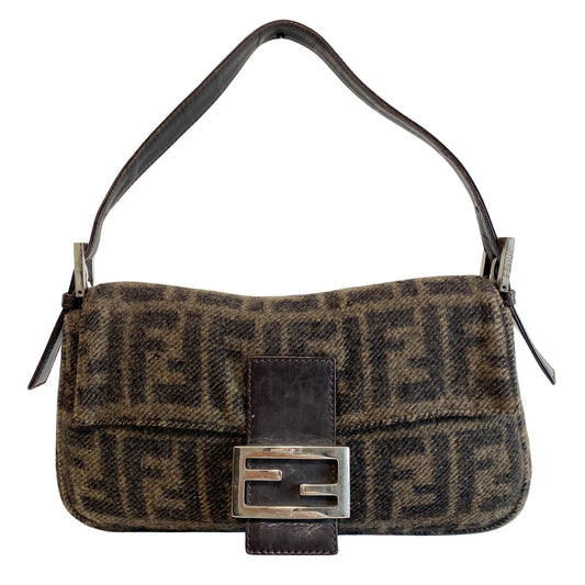 FENDI Zucca Wool Baguette Shoulder Bag, in , Sold by HIVE PRELOVED - Shoulder Bags, ,