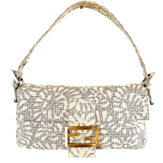 FENDI Zucchino Baguette Canvas Shoulder Bag Beige, in , Sold by HIVE PRELOVED - Handle Bags, Shoulder Bags,